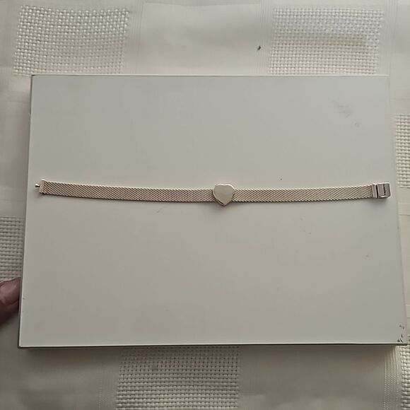 Pandora Authentic Mesh Bracelet With Heart Charm Gold - Picture 13 of 16